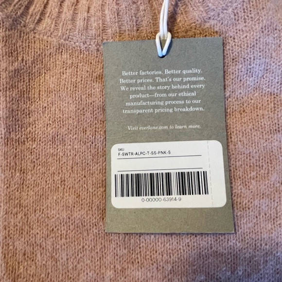 Everlane Pink Alpaca Short Sleeve Wool Sweater Top Small - Picture 4 of 7